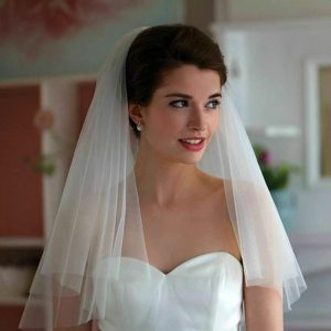 Simple nude bridal short veil R200 01